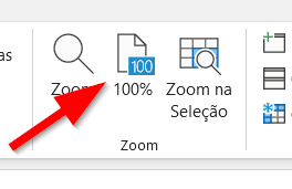 Clique em 100% para definir o zoom padrão
