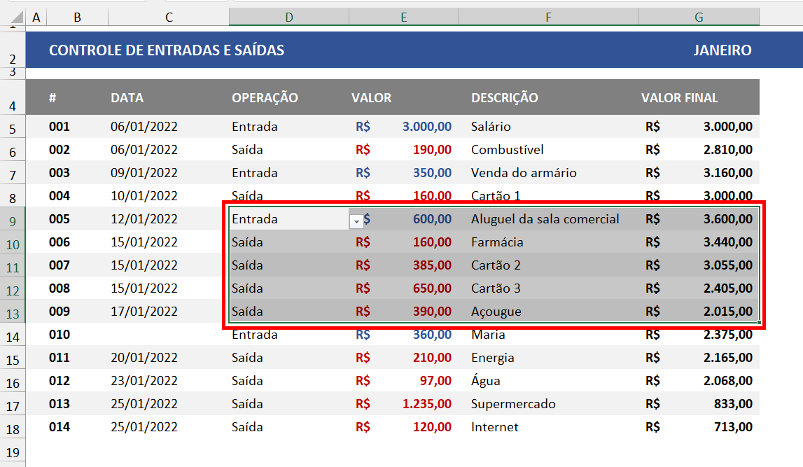 Região selecionada para aplicação de zoom