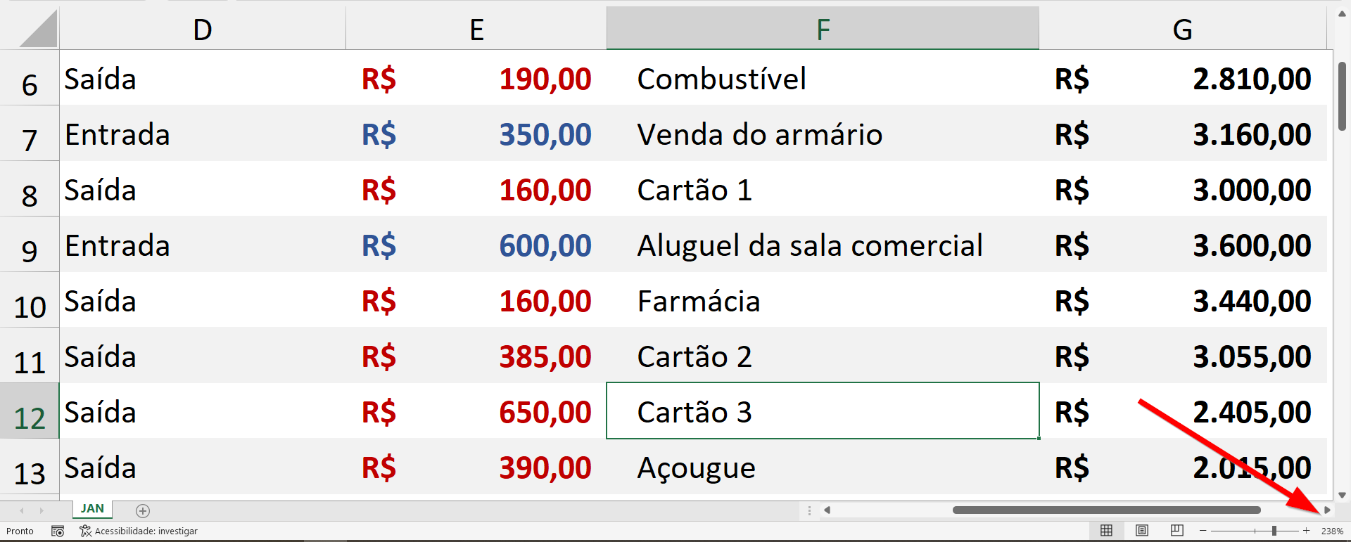 Zoom na região selecionada