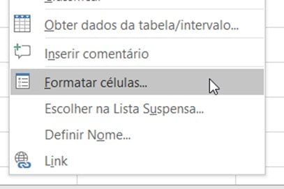 Clique com o botão direito sobre a célula e depois em Formatar Células