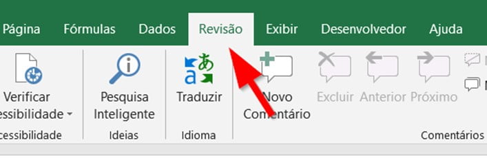 Clique na guia Revisão