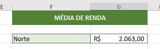 Resultado da média condicional com critério de texto diretamente na fórmula