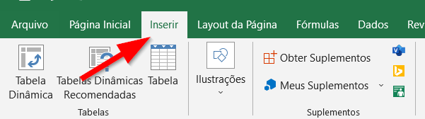 Clique na guia Inserir