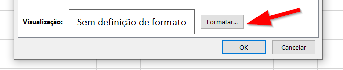 Clique no botão Formatar para definir as formatações da regra