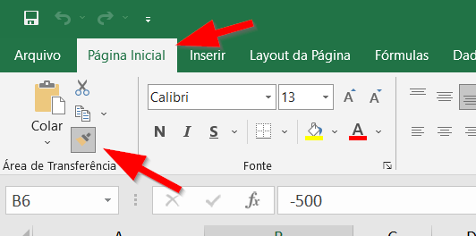 Use o botão Pincel de Formatação para replicar regras