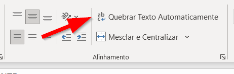 A opção Quebrar Texto Automaticamente quebra os textos excedentes