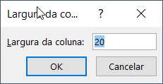 Defina a nova largura da coluna