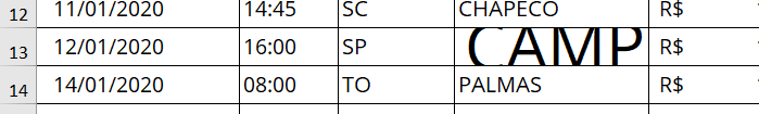 Exemplo de linha ajustada numericamente com fonte extrapolada