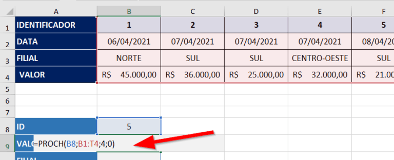 Proch Sample Função PROCH (busca horizontal) no Excel