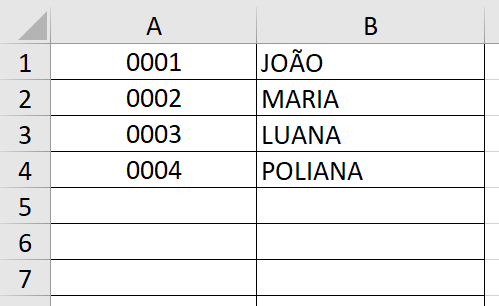 Sequência numérica exibida com quatro algarismos