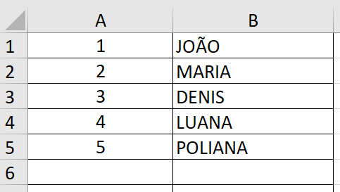 Sequência numérica sendo formada na coluna A de acordo com dados preenchidos na coluna B