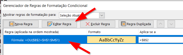 Clique na regra a ser alterada e depois em Editar Regra