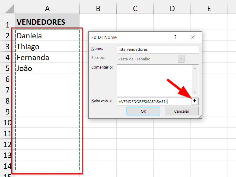 Alterando a abrangência do nome definido