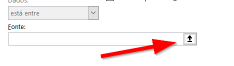 Clique na seta da caixa Fonte