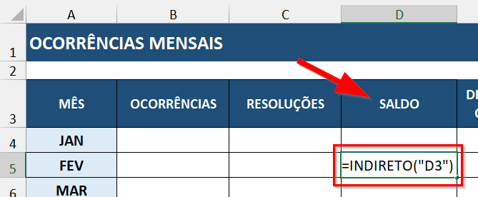 Sintaxe da função INDIRETO para buscar uma referência em forma de texto fixo