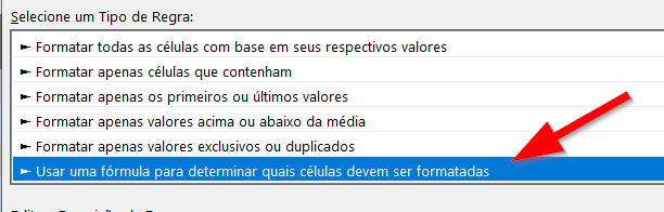 Clique na opção Usar uma fórmula...