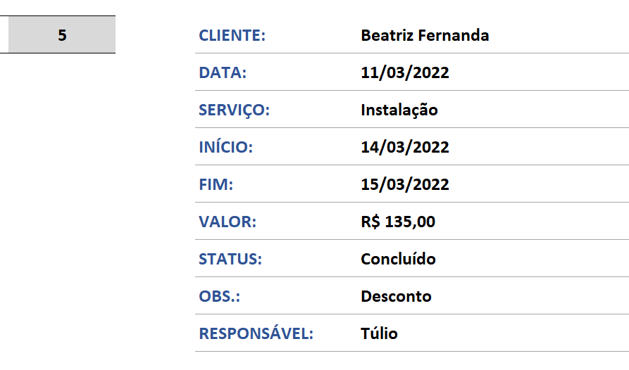 Exemplo de PROCV