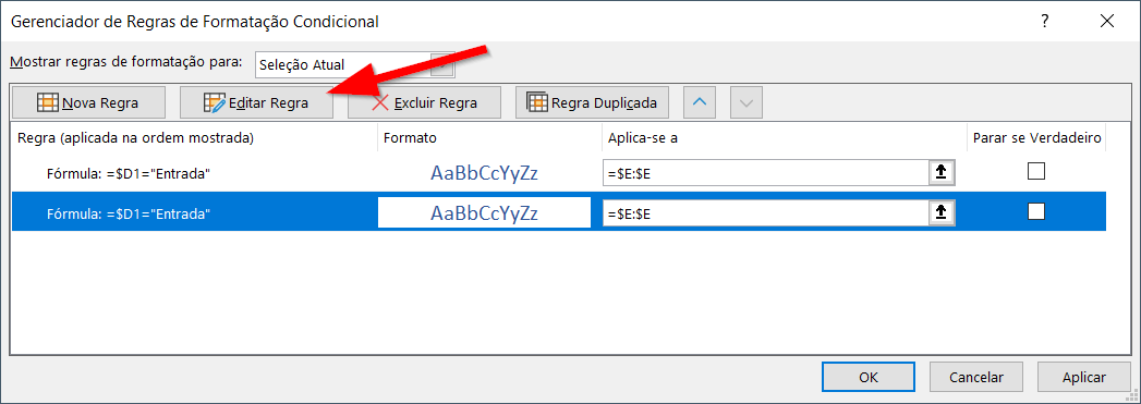Clique em Editar Regra