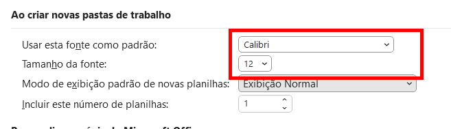 Altere a fonte padrão e o tamanho da fonte