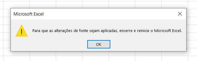 Aviso solicitando o reinício do sistema para a aplicação das alterações