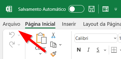 Clique na guia Arquivo