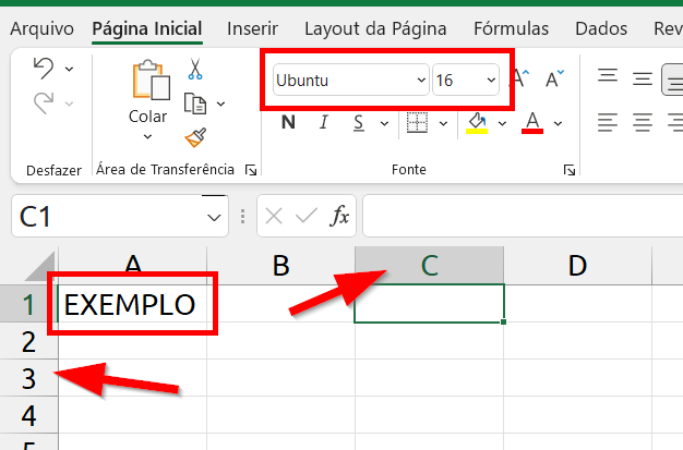 Nova fonte padrão aplicada à planilha