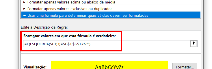 Função E agregada à função ESQUERDA