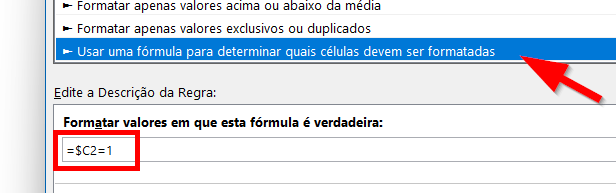 Fórmula para destacar a posição 1