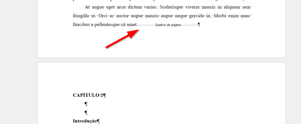 Como evitar página em branco no Word usando quebra de página