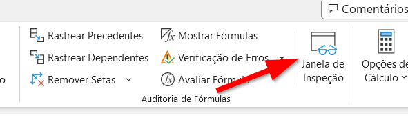 Na guia Fórmulas, clique em Janela de Inspeção