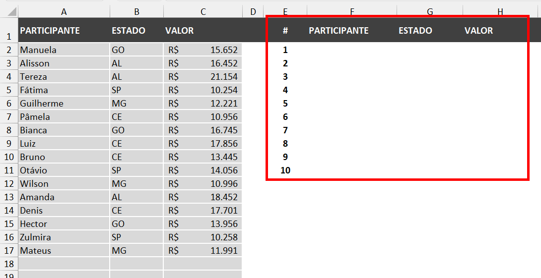 Ranking dinâmico a ser montado