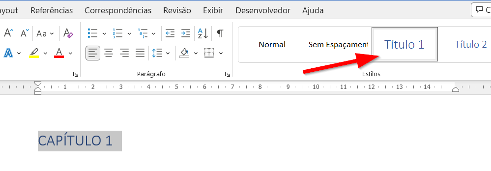 Seleção do Título 1 como estilo
