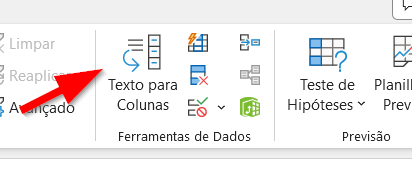 Clique em Texto para Colunas