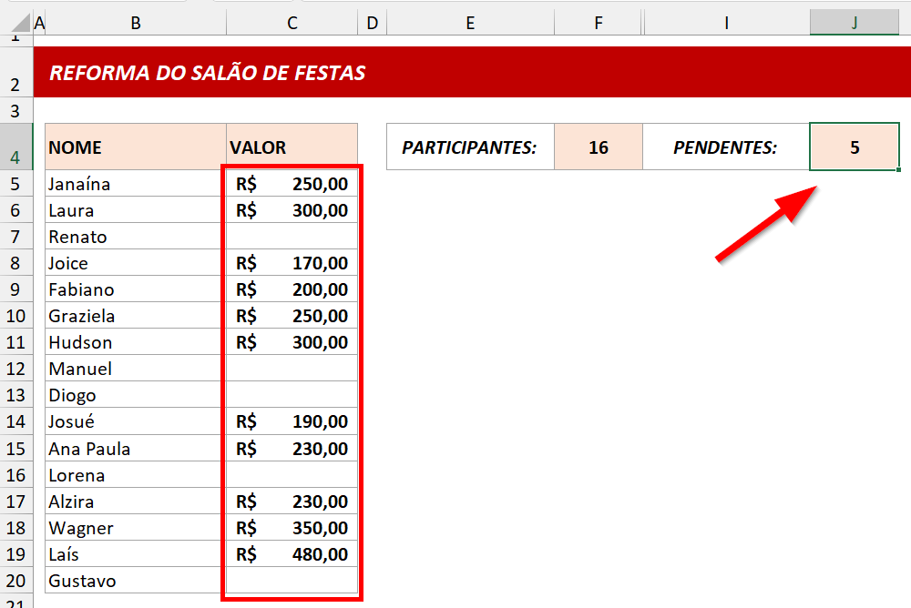 INDIRETO, CONT.VALORES e CONTAR.VAZIO agrupadas