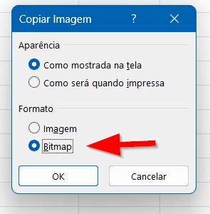 Escolha o formato bitmap