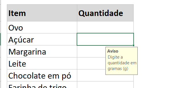 Mensagem de entrada sendo exibida