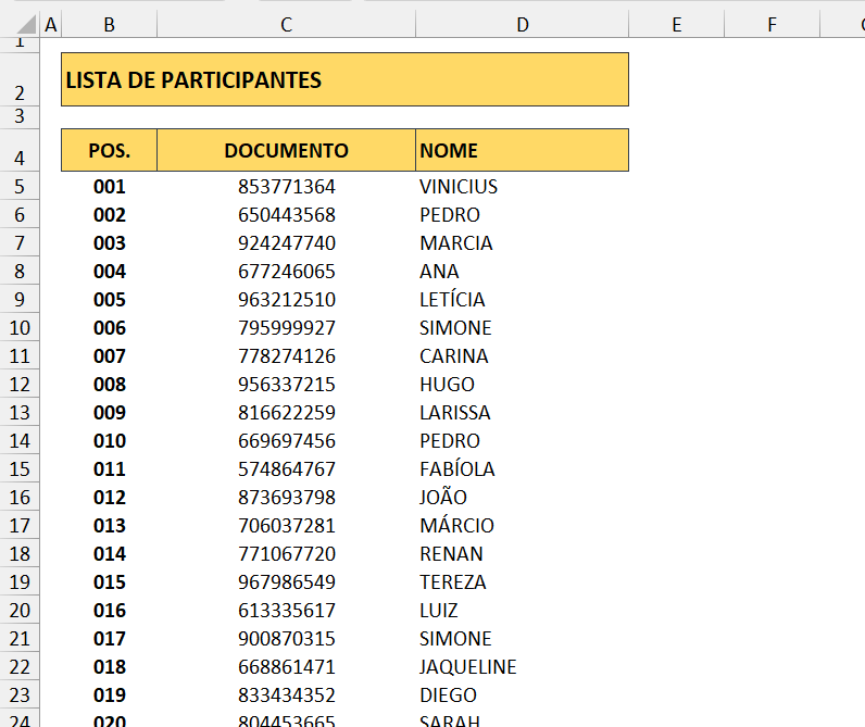 Planilha com cabeçalho a ser repetido