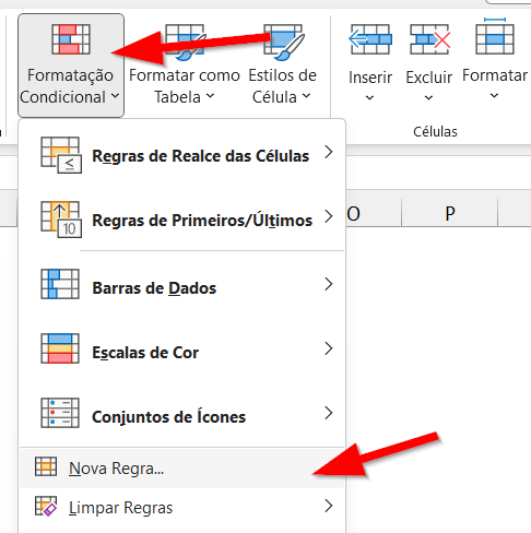 Clique em Formatação Condicional e depois em Nova Regra