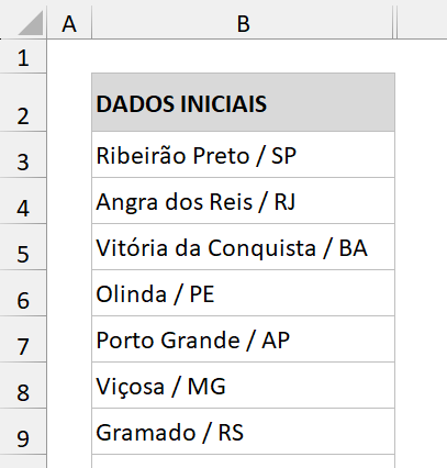 Cidades e estados separados por barra