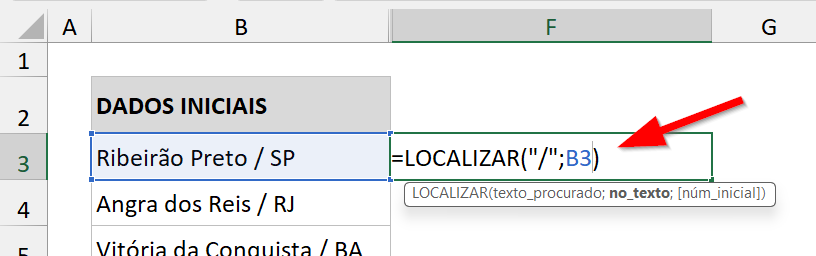 Sintaxe da função LOCALIZAR