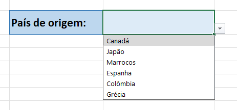 Opções da lista suspensa atualizadas