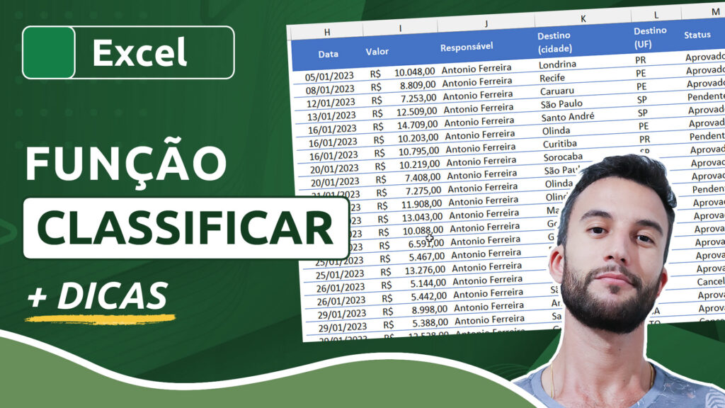 Função CLASSIFICAR no Excel (5 exemplos com ordem alfabética, numérica e por data)