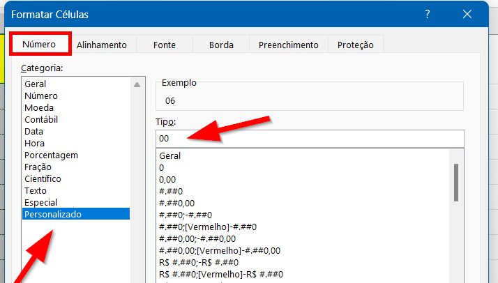 Digite uma máscara personalizada para os algarismos