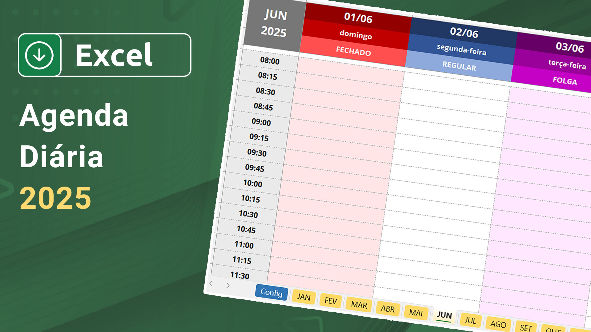 Agenda Diária em Excel - Download Grátis