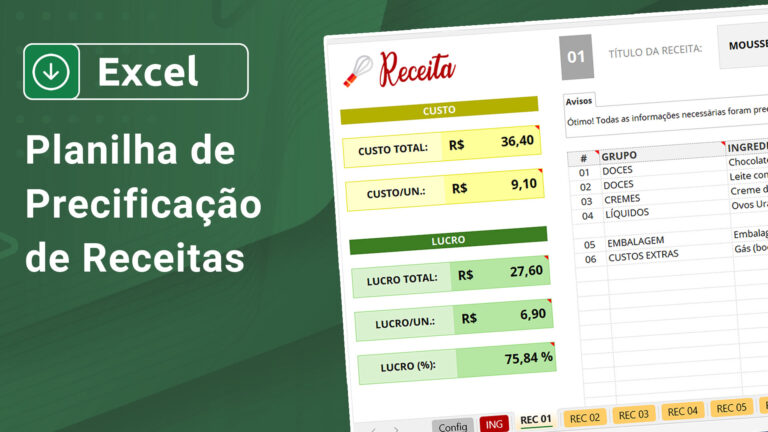 Planilha de Precificação de Receitas no Excel - Download Grátis