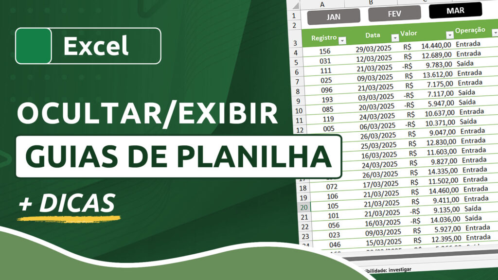 Como ocultar e reexibir guias de planilhas no Excel