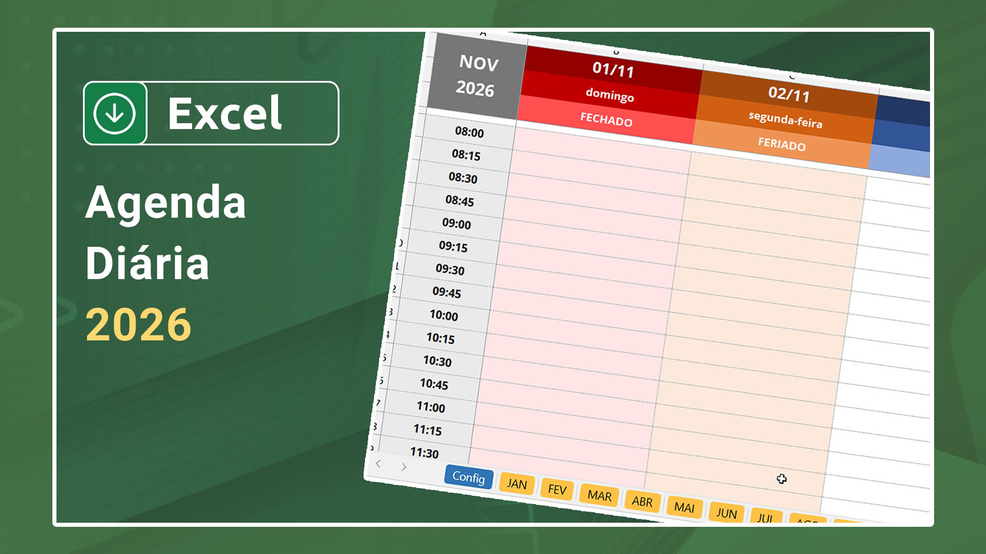 Download da planilha Agenda Diária em Excel